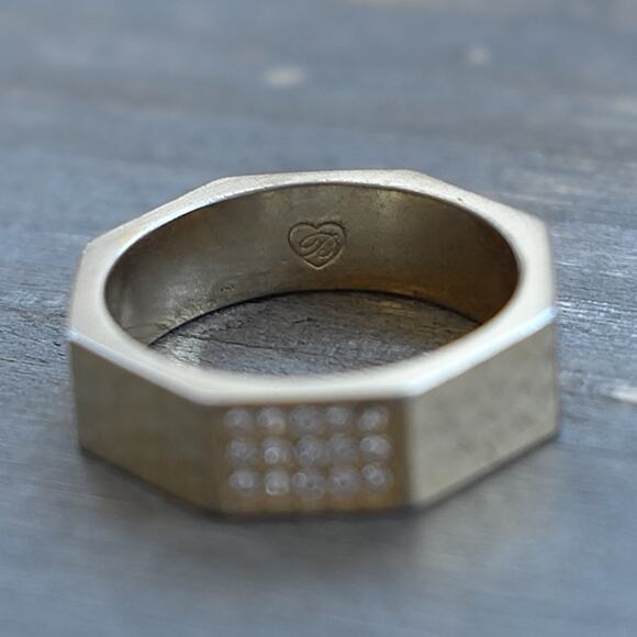 Brighton Meridian Zenith Faceted Ring Gold Tone Hammered Crystals Size 9.5 - Picture 6 of 7